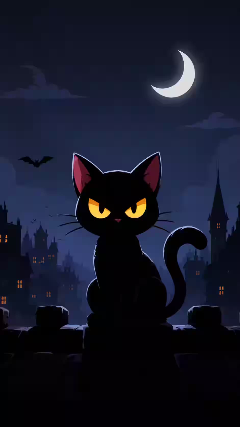 Gothic Midnight Cat — dark iPhone wallpaper HD