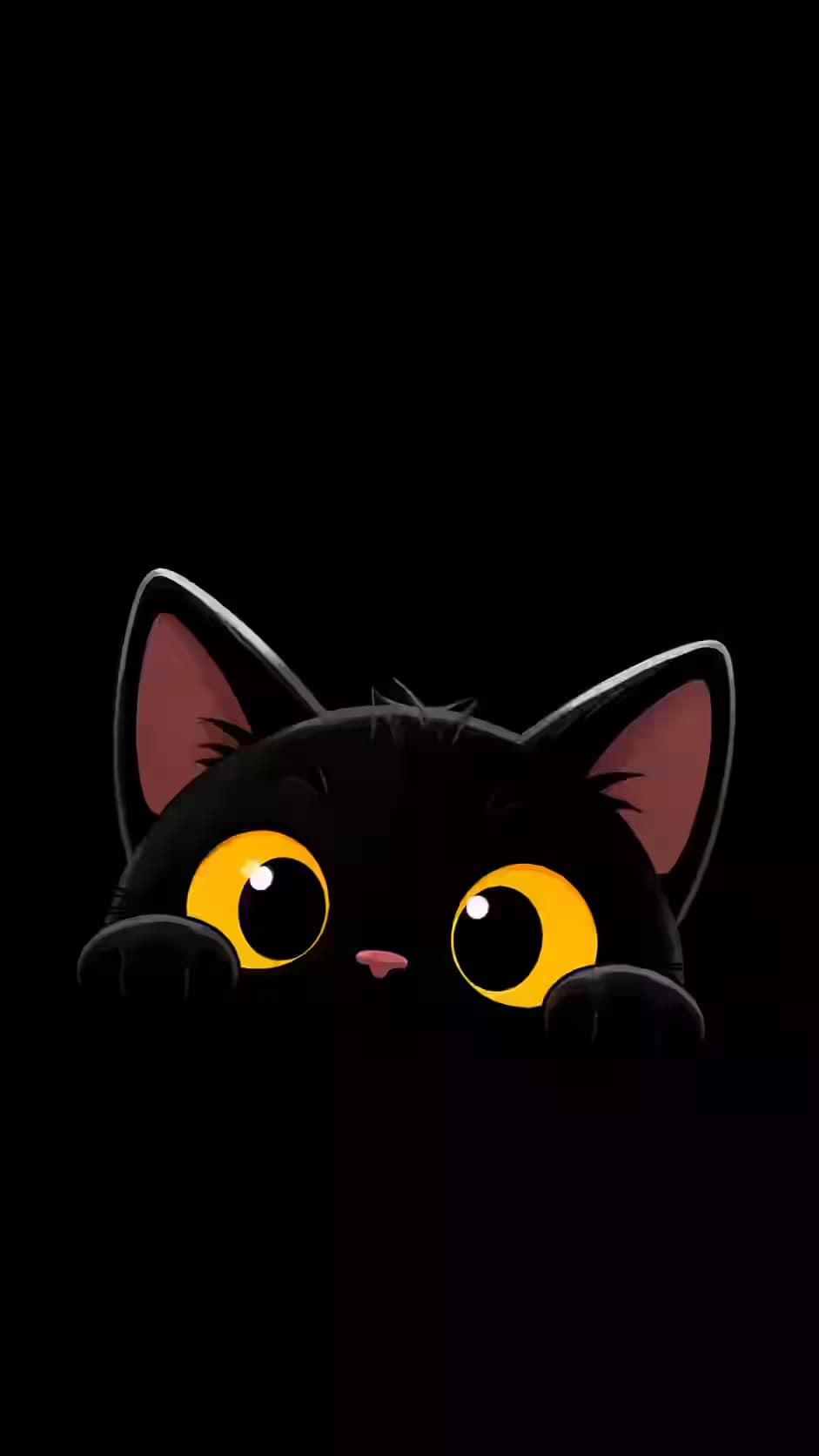 Cute Black Cat Peeking from Darkness — dark Android wallpaper HD