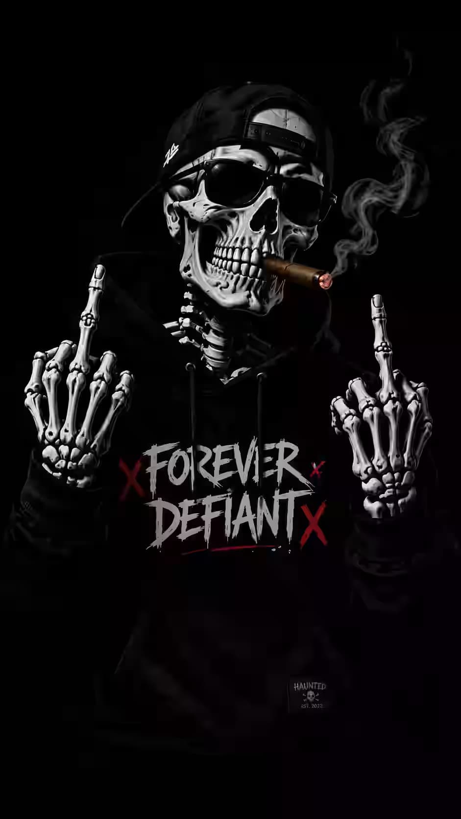 He Still Refuses to Do His Chores - Forever Defiant Skeleton Wallpaper 4K, Dark Aesthetic, AMOLED Background