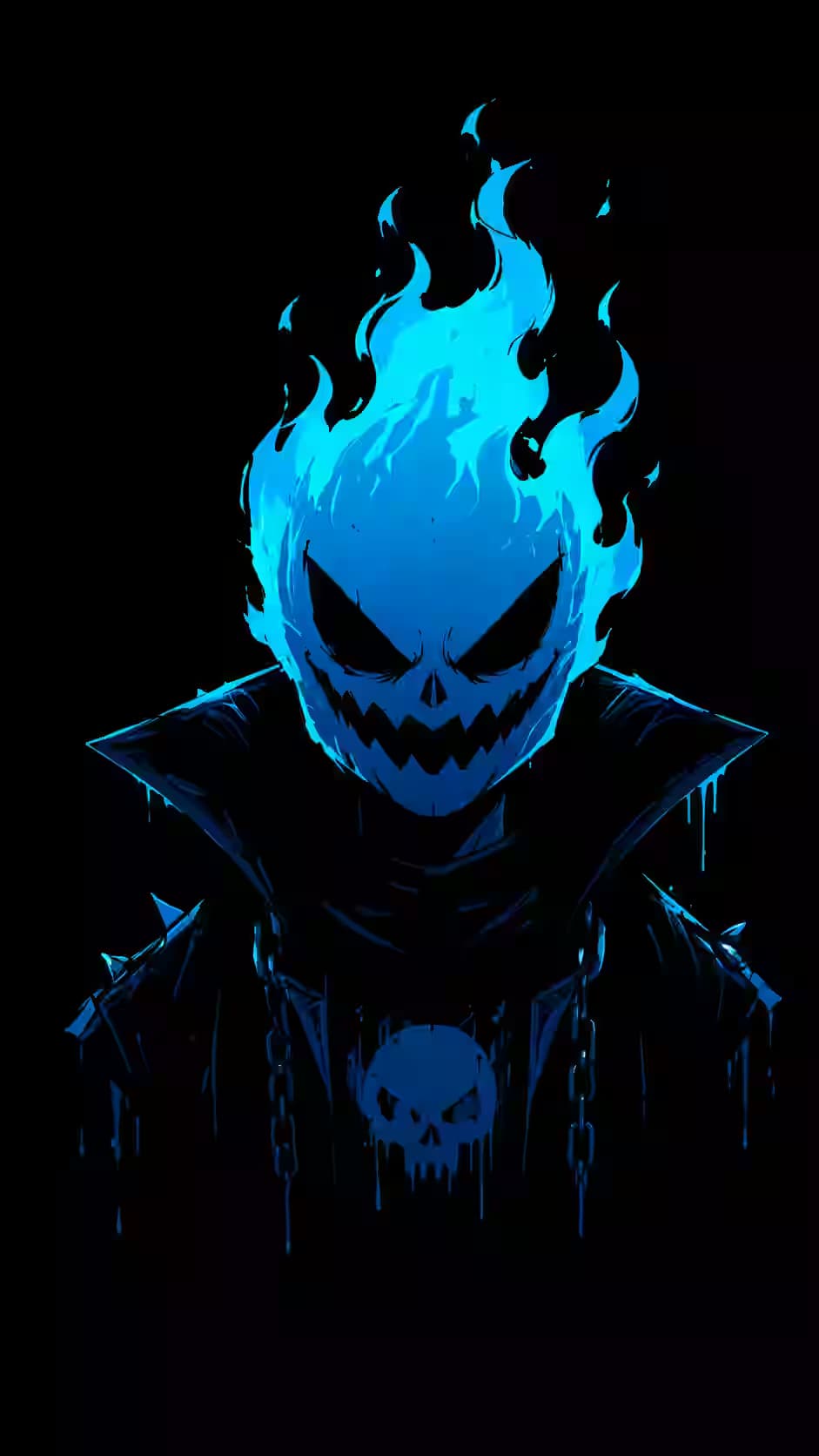 Blue Flame Skull Mask Dark Fantasy — dark iPhone wallpaper HD