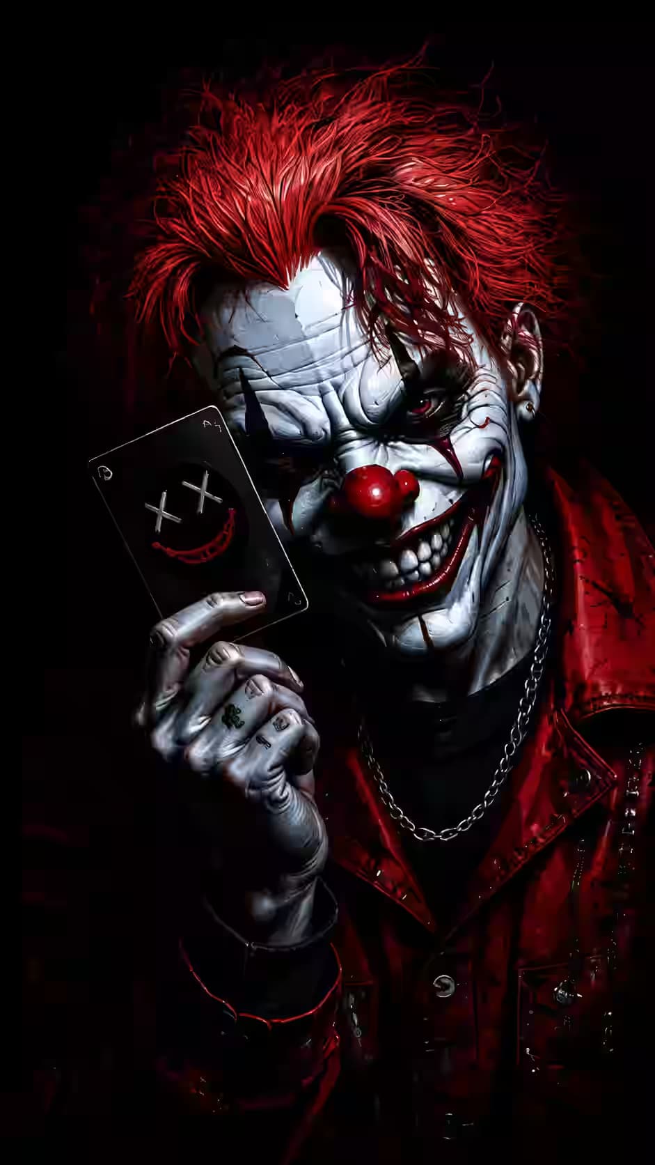 Malevolent Clown with Smiley Card