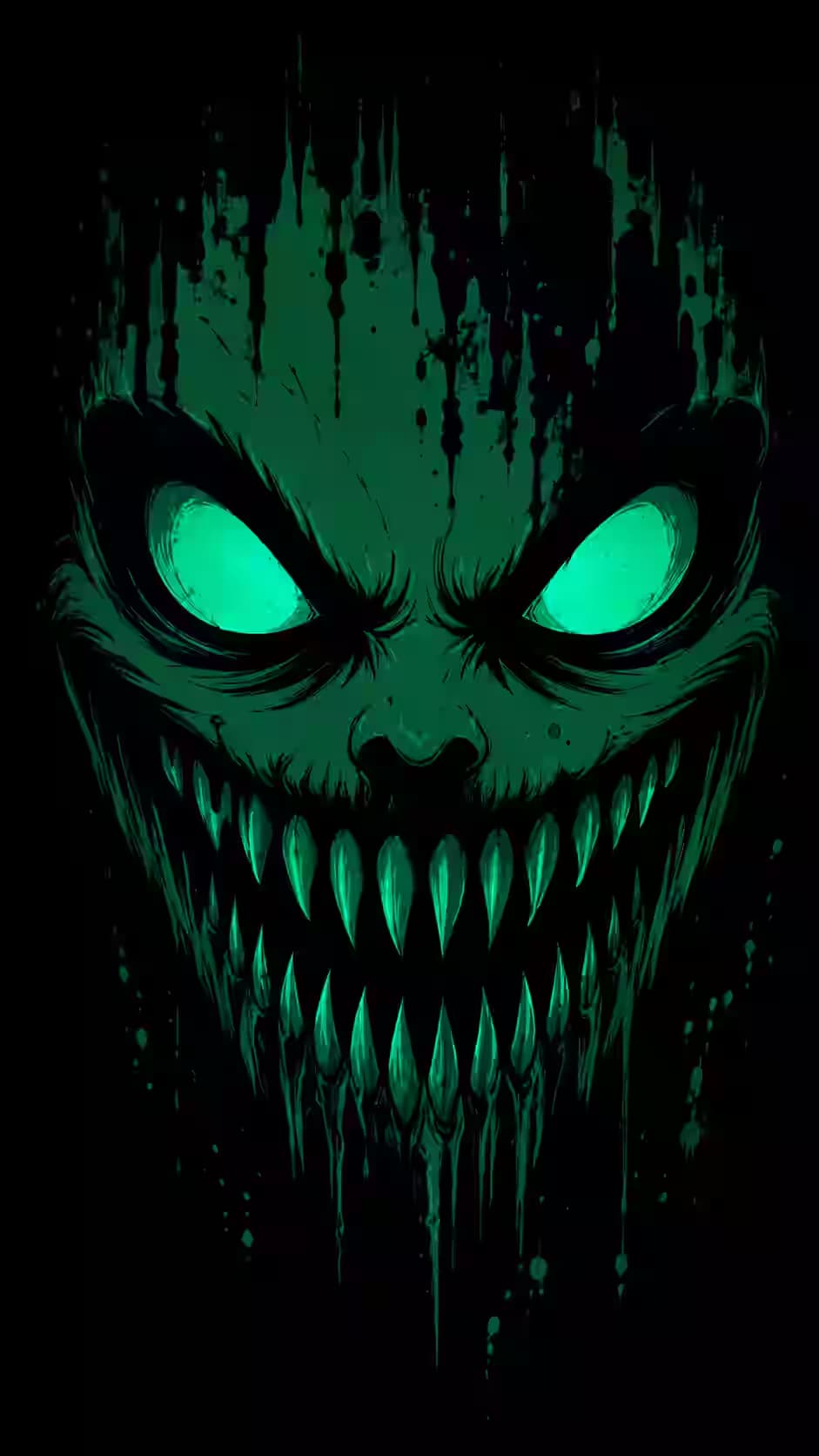 Green Phantom Grin Wallpaper 4K, Dark Aesthetic, AMOLED Background — dark Android wallpaper HD