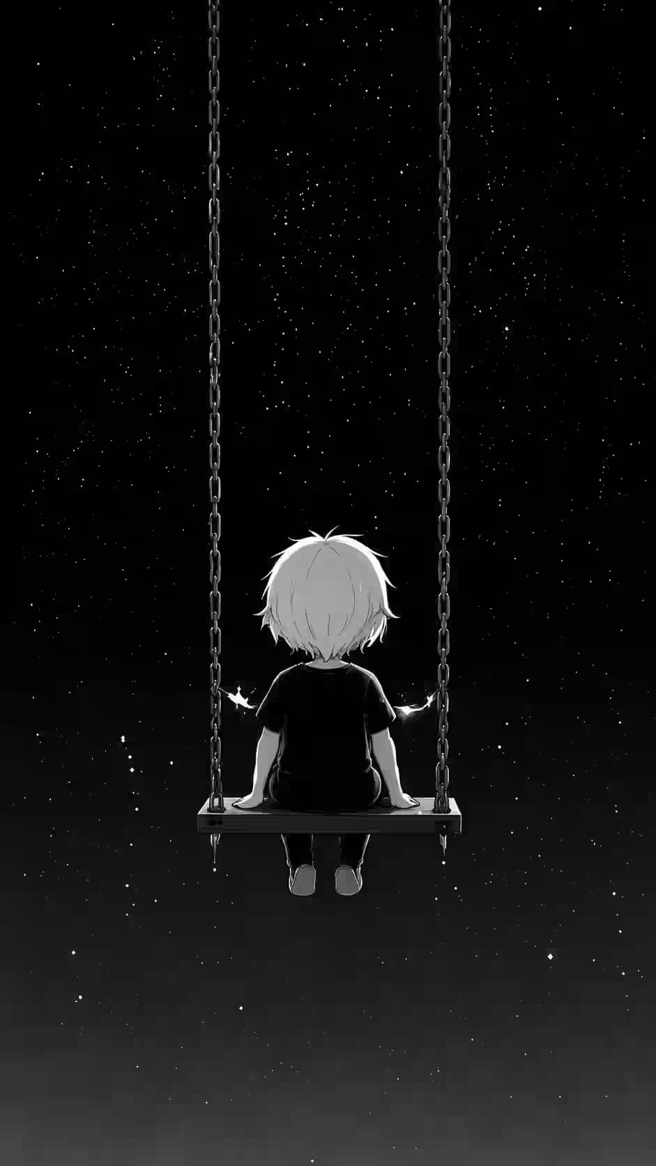 Starry Chain Swing Void View 4K, Dark Aesthetic, AMOLED BackgroundStarry Night Swing Child — dark Android wallpaper HD