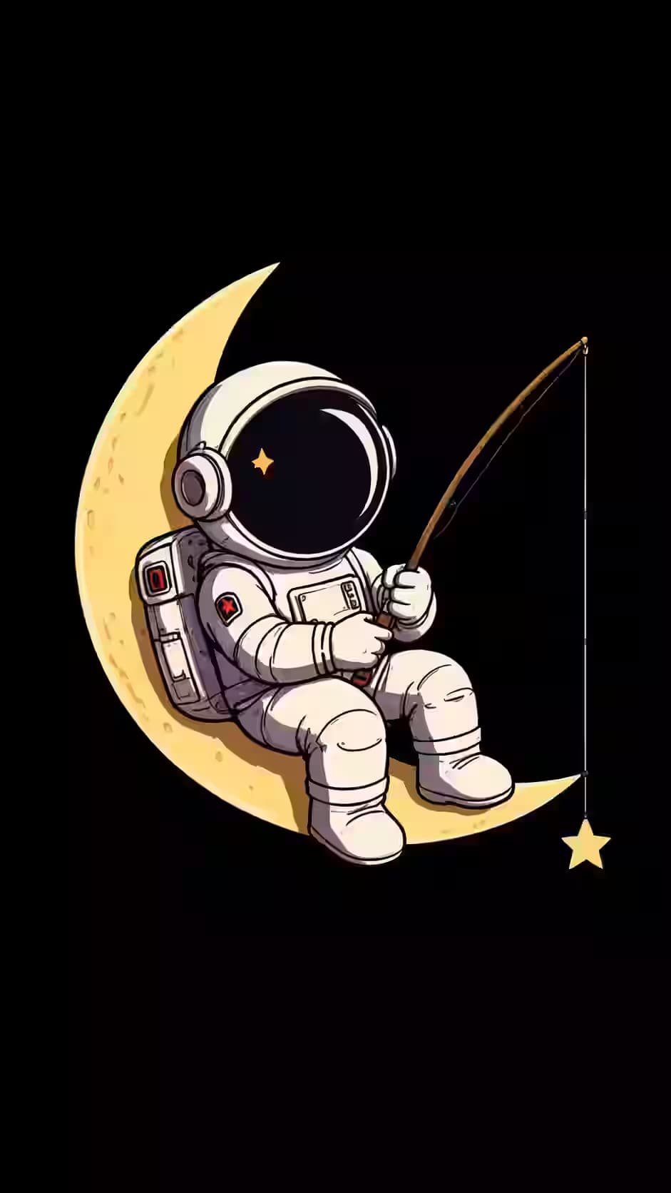 The Astronaut Who Fished Among The Stars - Moon Wallpaper — dark Android wallpaper HD