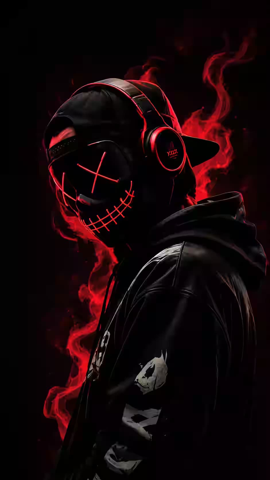 He Can't Hear You Asking Him to Do Chores - Masked DJ Headphones Wallpaper 4K, Dark Aesthetic, AMOLED Background — dark Android wallpaper HD
