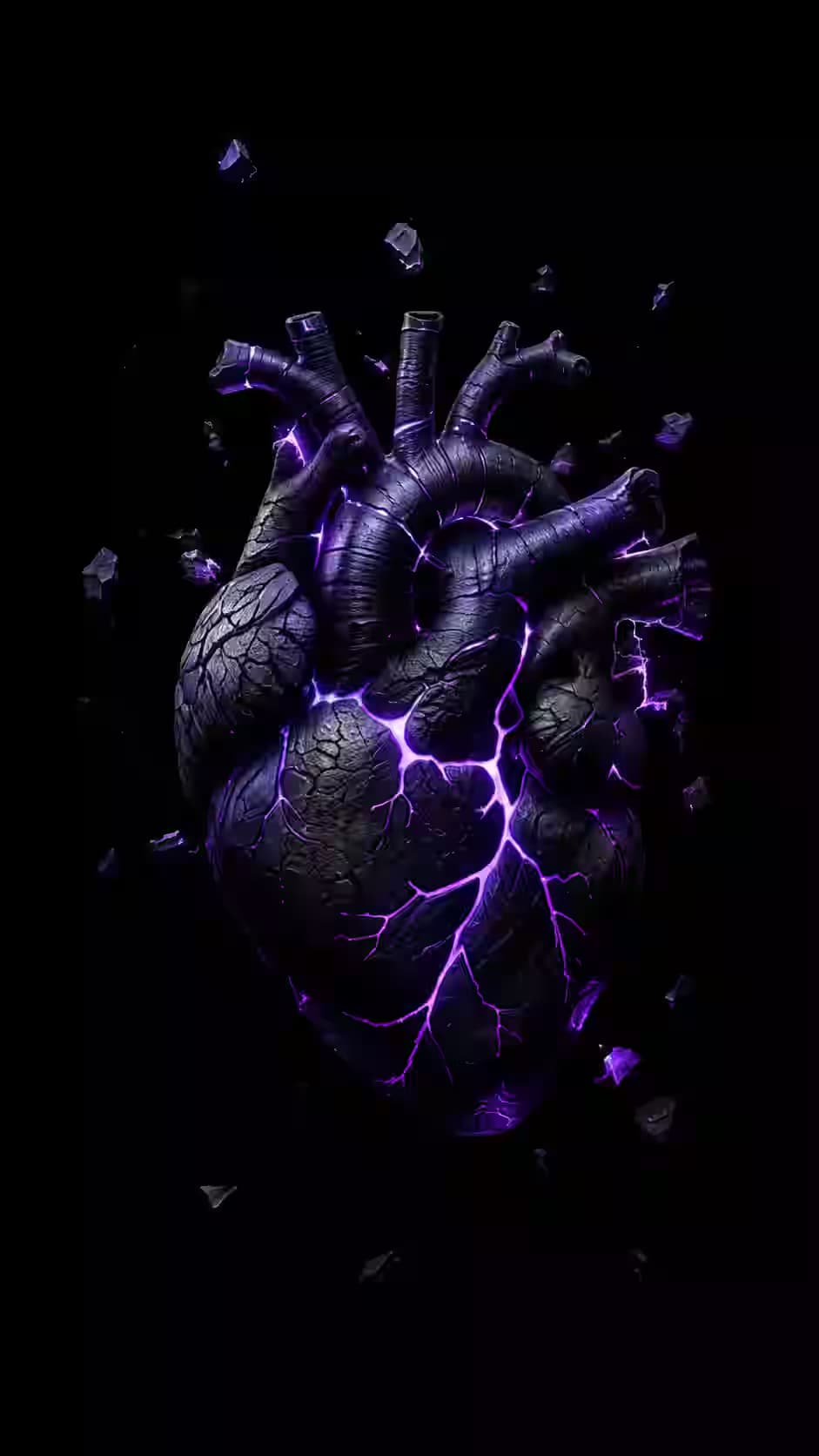 Neon Cracked Heart — dark Android wallpaper HD