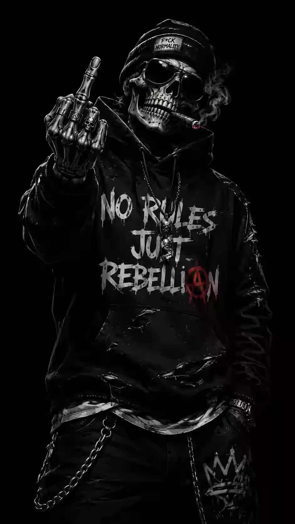 He Got a Parking Ticket - Rebellious Skeleton Hoodie Wallpaper 4K, Dark Aesthetic, AMOLED Background — dark Android wallpaper HD