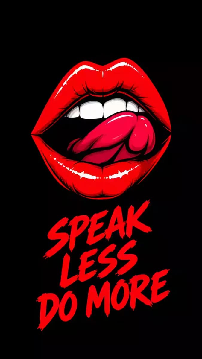 Speak Less Do More Red Lips — dark Android wallpaper HD
