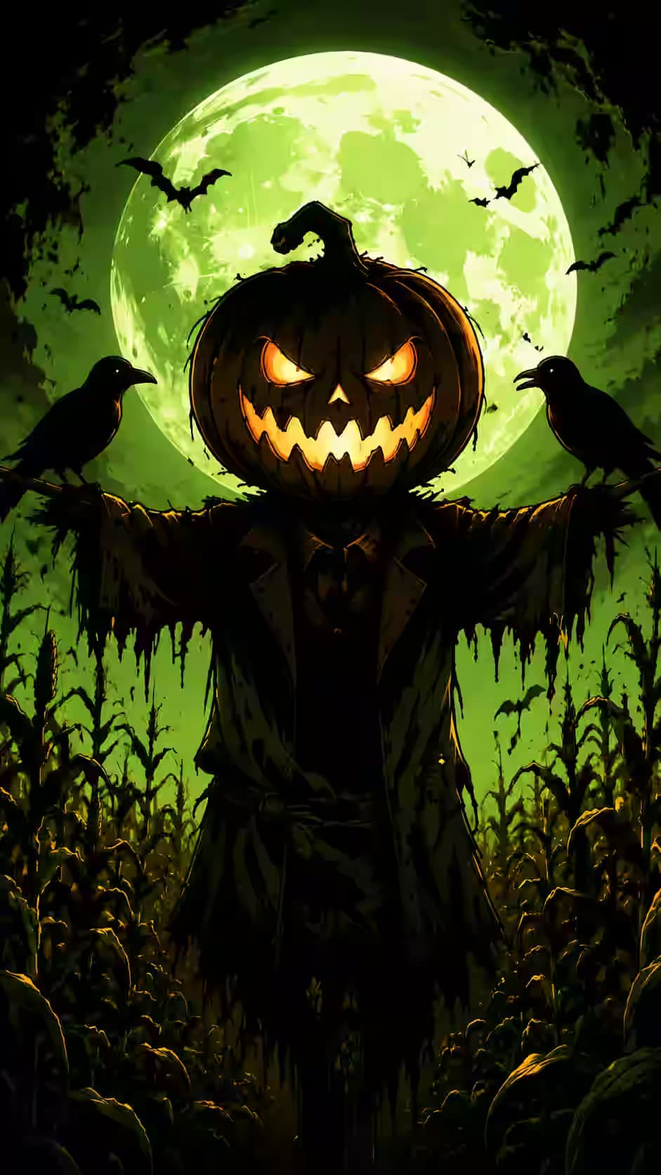 Pumpkin Scarecrow Wallpaper 4K, Dark Aesthetic, AMOLED Background