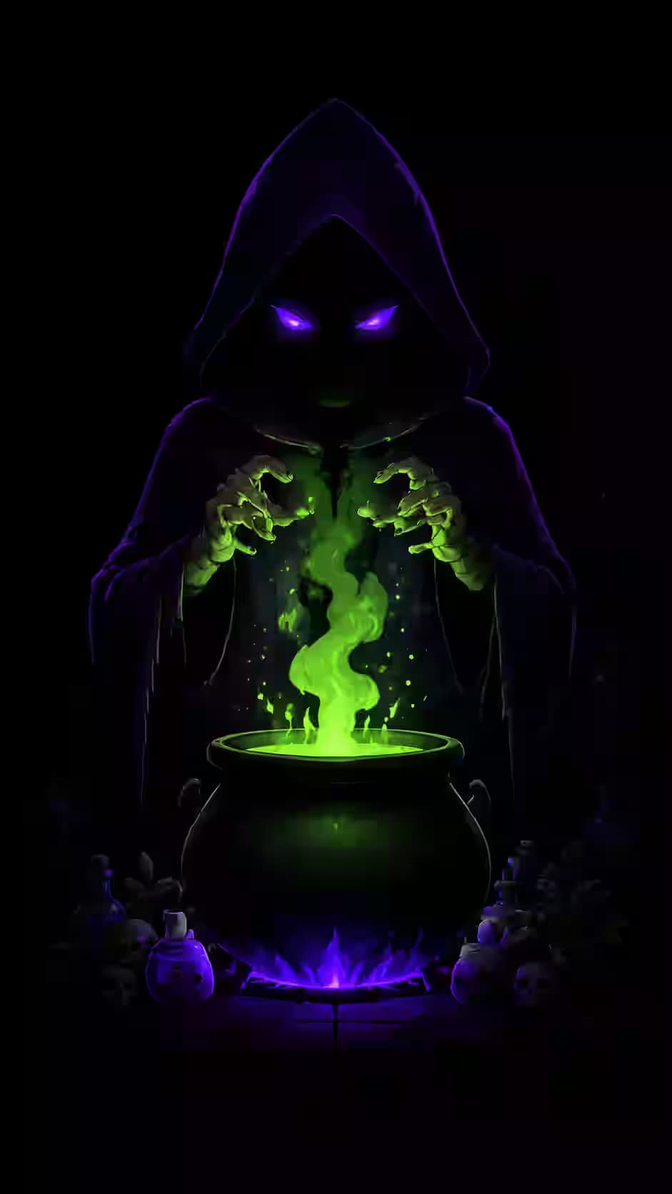 Glowing Witch Cauldron — dark Android wallpaper HD